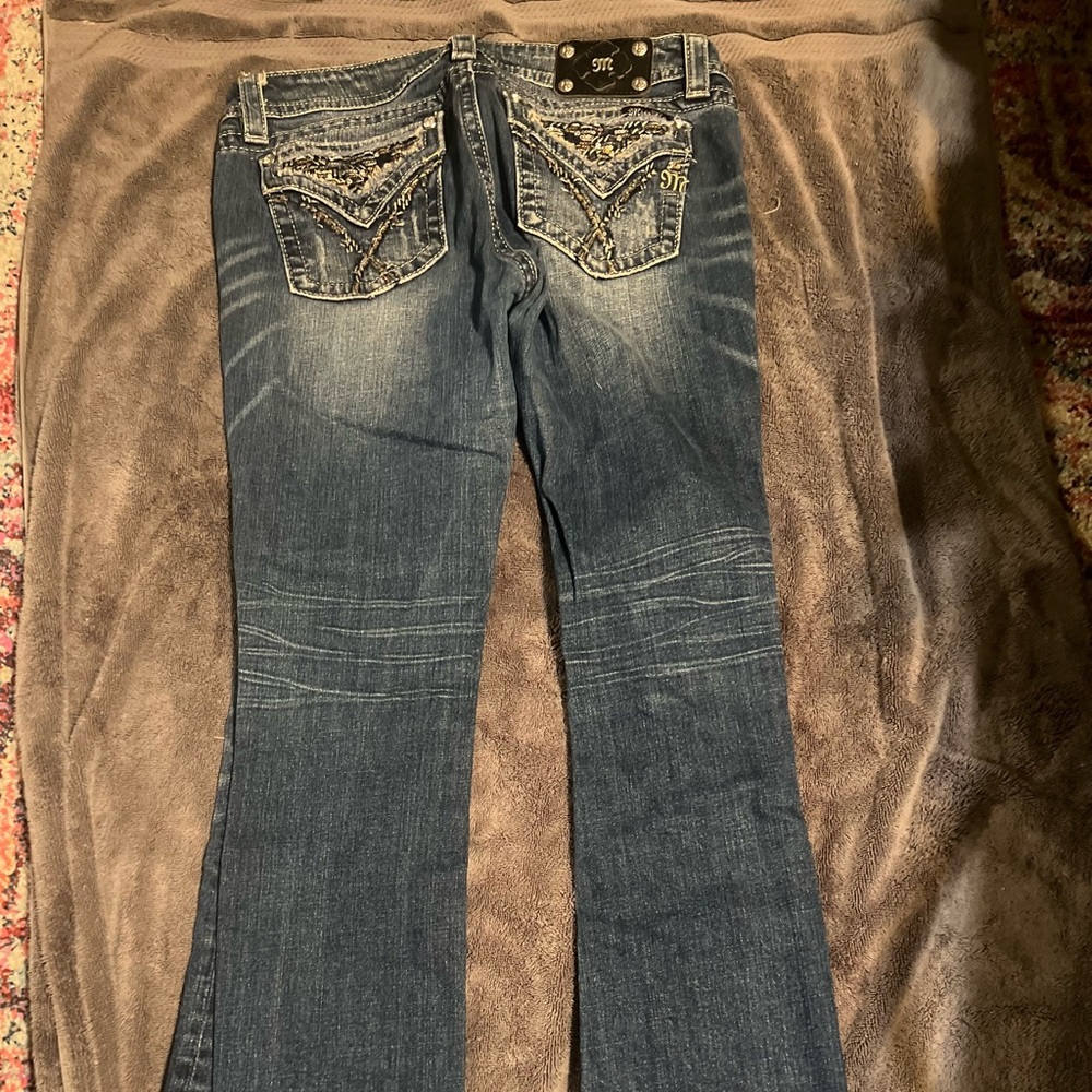 Miss me size 32 signature boot , silver and gold sparkle on pockets